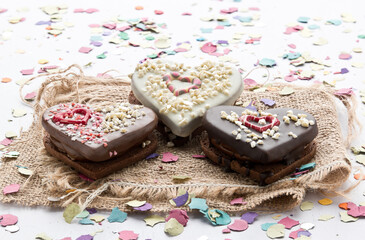 Alfajor for Valentine's Day, heart shape, in study, Spain
