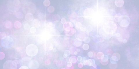 Banner sfondo astratto viola pastello con luce magica e stelle e bokeh