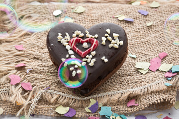 Alfajor for Valentine's Day, heart shape, in study, Spain