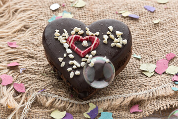 Fototapeta premium Alfajor for Valentine's Day, heart shape, in study, Spain
