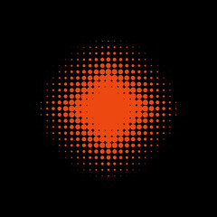 Rote Fläche aus Punkten auf schwarzem Hintergrund