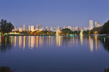 Fototapeta na wymiar Sao Paulo, Ibirapuera Park at Sunset, Brazil, South America
