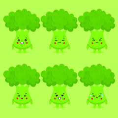 Cute Broccoli with Various Expression
