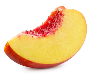 Peach slice isolated on white background