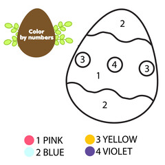 Coloring page for kids. Educational children game. Color by numbers the Easter egg