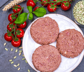 Healthy vegetarian vegan food, plant based soya beans burger