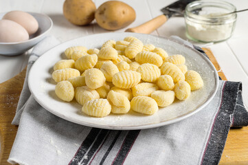 Raw uncooked potato gnocchi