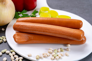 Tasty vegan sausages made from vegetarian plant based imitation meat