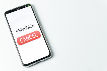 Prejudice - Phone with cancel button on white background