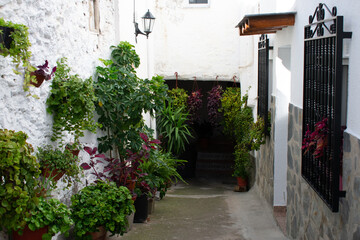 Fototapeta na wymiar Soportujar, el pueblo de las brujas en la Alpujarra de Granada. Casas blancas y callejuelas mágicas