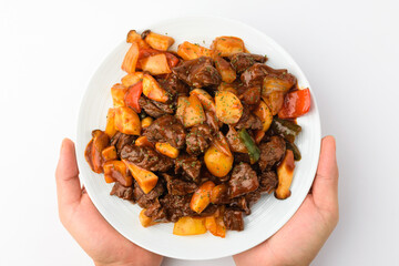 Chop steak on white background