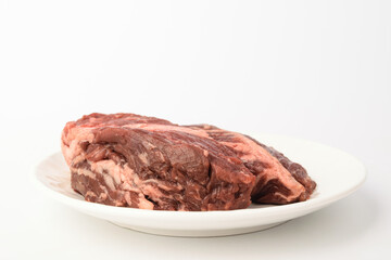 Beef front leg on white background