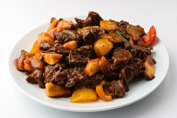 Chop steak on white background
