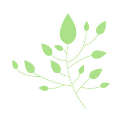 Green leaf, herbal element. Stock vector illustration isolated on white background. Can be used as an isolated sign, symbol, icon, for organic products. Spring botanical plant vector flat illustration