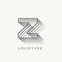 Letter Z of outline stripes, blend effect letter for monogram and logo template, contour line type