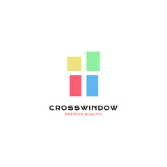 Cross christian window logo vector icon illustration color simple style