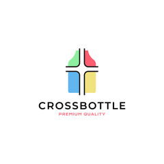 Cross christian bottle window logo vector icon illustration simple style