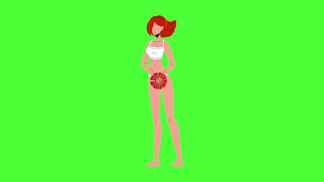 Woman Suffering Menstruation Stomach Ache Animation