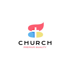 Cross christian unique logo vector icon illustration modern style