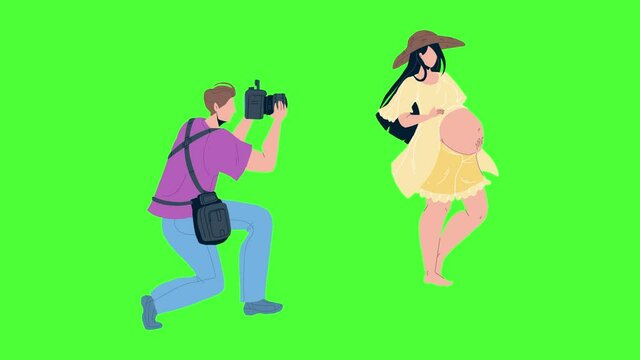 Pregnant Woman Making Photo Photographer Animation