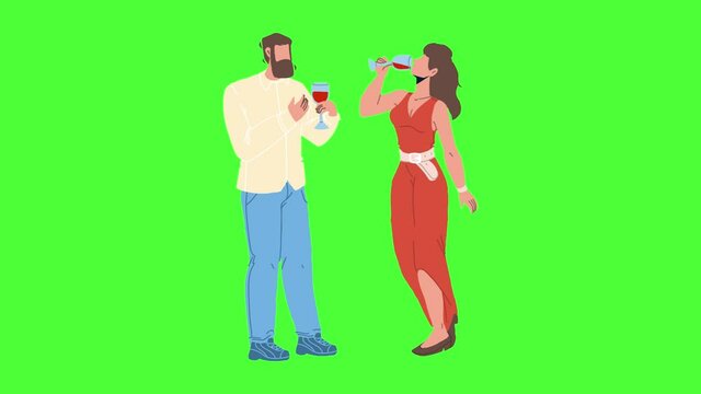 Wine Degustation Sommeliers Man And Woman Animation