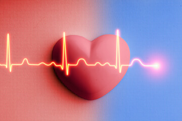 Heart and also electrocardogram. Heartbeat, health concept.