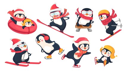 active penguins in winter