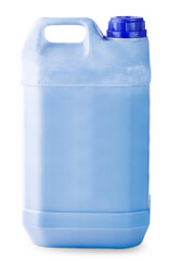 White plastic container with red cap on white