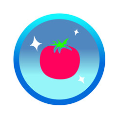 Isolated tomato sticker label. Can be used for printable souvenirs ( t-shirt, pillow, keychain, mug, cup).