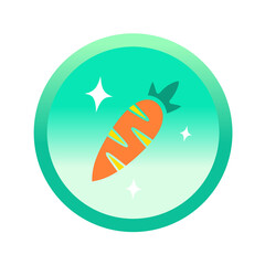 Isolated carrot sticker label. Can be used for printable souvenirs ( t-shirt, pillow, keychain, mug, cup).