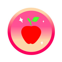 Isolated apple fruit sticker label. Can be used for printable souvenirs ( t-shirt, pillow, keychain, mug, cup).