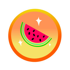 Isolated watermelon fruit sticker label. Can be used for printable souvenirs ( t-shirt, pillow, keychain, mug, cup).