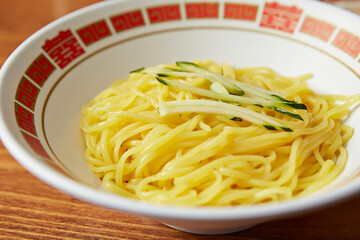 Cucumber garnish on ganjajang noodles