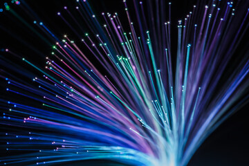 Abstract view of multicolor optical fibers as a background