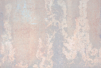 Abstraction pastel background with shades of pink, brown, gray. Corroded metal background. Oxidized metal, enamel, rusty metal texture, surface with rust streaks and scratches.