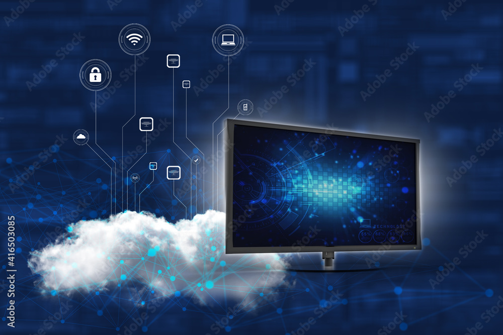 Poster 3d rendering technology computer network