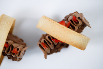 White background delicious tasty sweet dessert