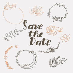 Vector hand drawn Save the date greeting card with calligraphic design elements and page decoration