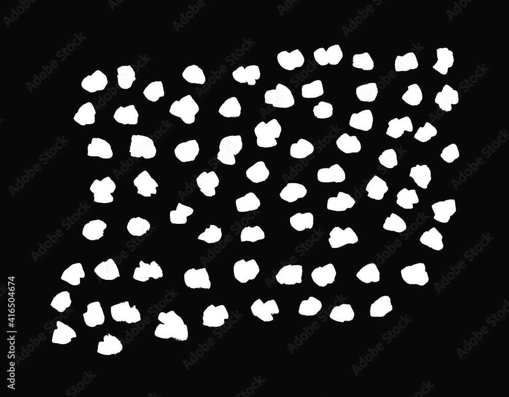 Poster paint drawing seamless patternof black dots on white background. hand drawn abstract illustration gr