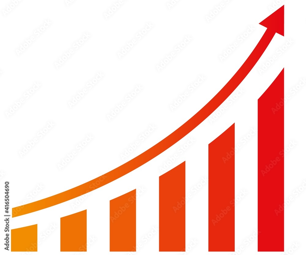 Poster graph with increase report. diagram with rise and gain progress. vector illustration