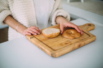 morning bread wood hand 
