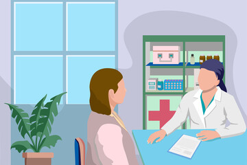 The medical professional consults the patient