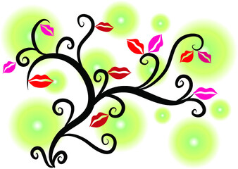 vector lips leaf tree design art