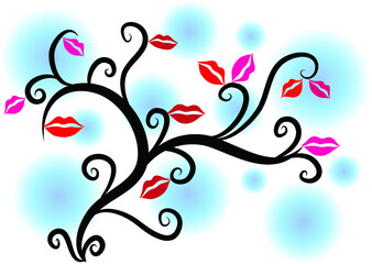vector lips leaf tree design art