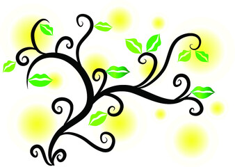 vector lips leaf tree design art