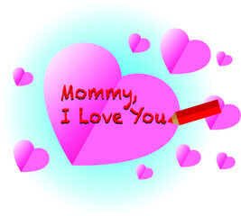 vector paper heart shape with mommy  i love you