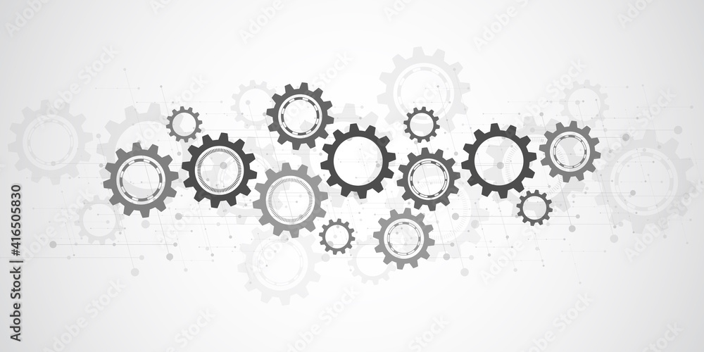Poster cogs and gear wheel mechanisms. hi-tech digital technology and engineering. abstract technical backg