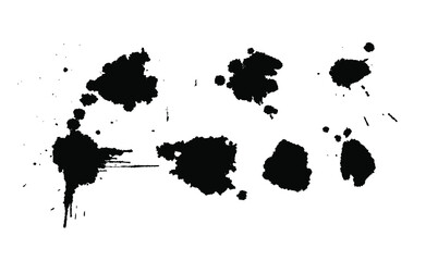 Hand Drawn Set of black paint drop. Black and white Abstract Brush Background. Grunge Vector Illustration