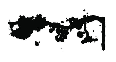 Hand Drawn Set of black paint drop. Black and white Abstract Brush Background. Grunge Vector Illustration