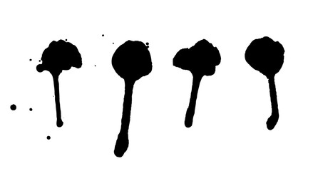 Hand Drawn Set of black paint drop. Abstract Brush Background. Grunge Vector Illustration